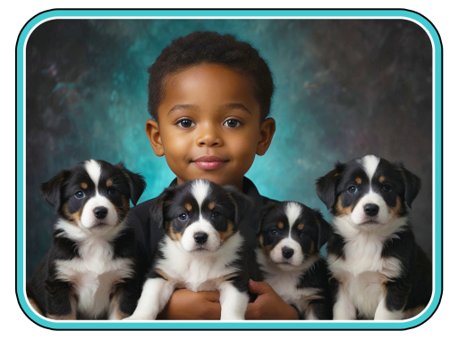 Black kid with Dogs